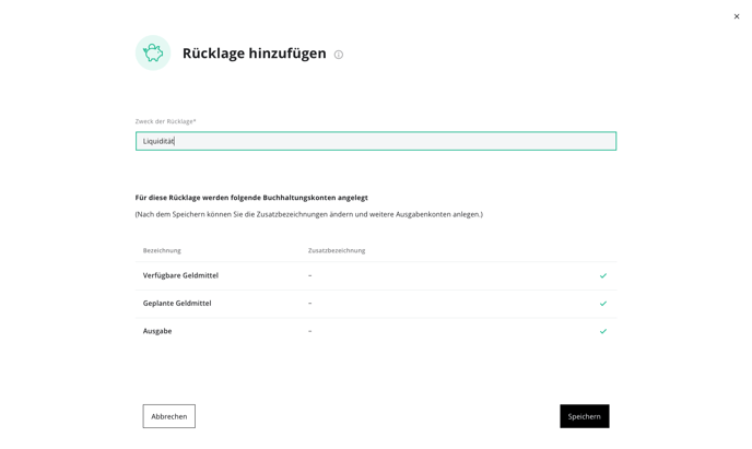 Rücklage hinzufügen