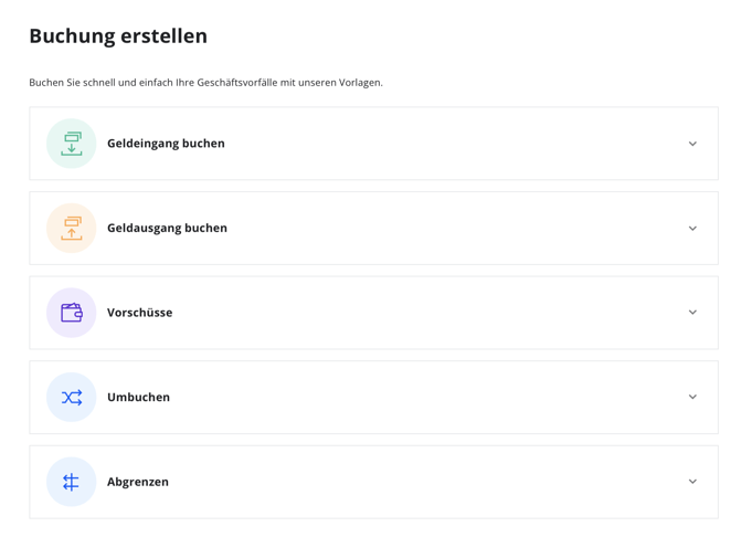 Buchung erstellen Geldeingang geldeausgang vorschüsse