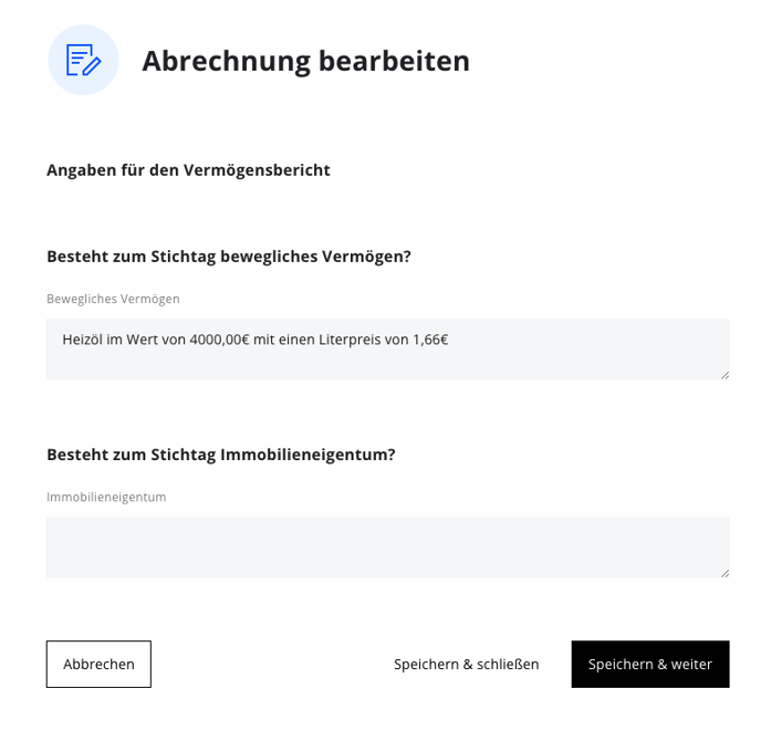 Abrechnung bearbeiten