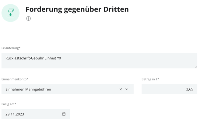 Forderung gegenüber Dritten