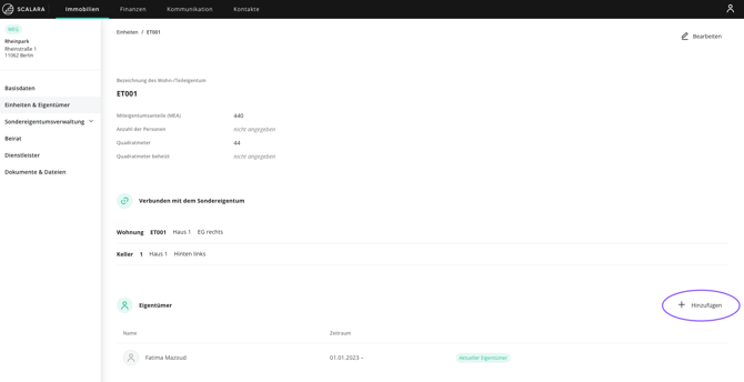 Basisdaten Sondereigentumsverwaltung
